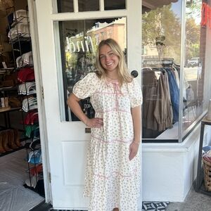 Wishlist floral tiered piping rose midi dress